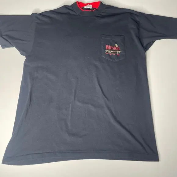 Vintage Winston Racing Pocket-Tee Shirt Men Sz XL Black 90s Single Stitch USA - Picture 6 of 13